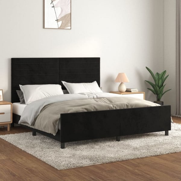 vidaXL Bettgestell mit Kopfteil Schwarz 180x200 cm Samt, 3125832