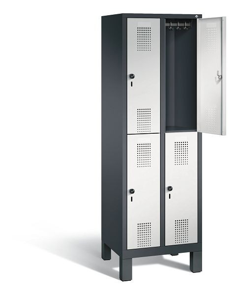 C+P Spind doppelstöckig Evolo, H1850xB610xT500mm, Farbe: Schwarzgrau / Lichtgrau, 48310-20 S10179