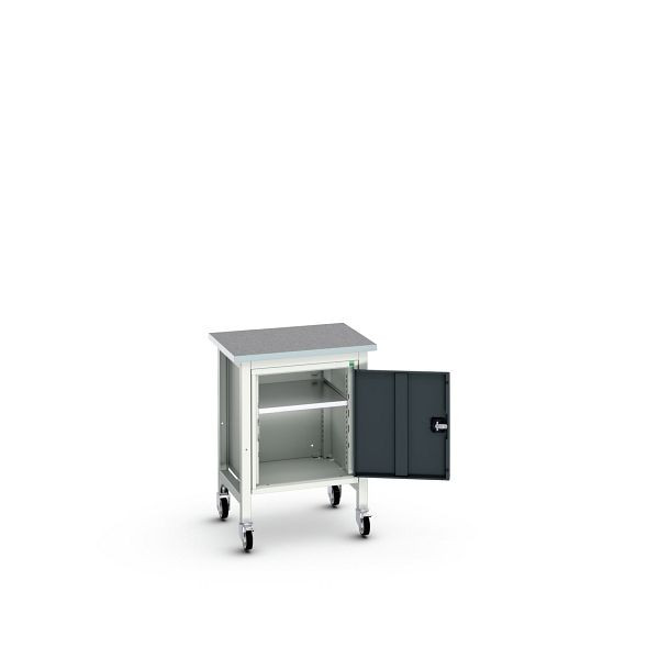 bott verso mobile Werkbank (Linoleum-Platte) mit 1 Unterbauschrank, BxTxH: 700 x 600 x 930 mm, Lichtgrau / Anthrazitgrau, 16922203.19