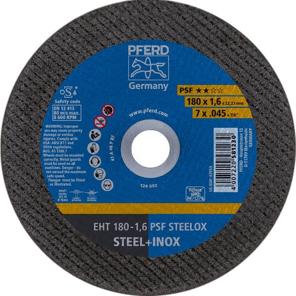 Pferd Trennscheibe EHT 180-1,6 PSF STEELOX, VE: 25 Stück, 61726121