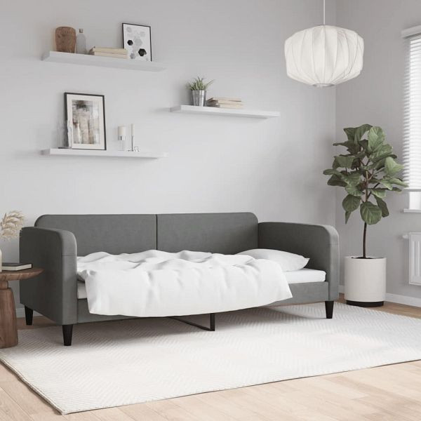 vidaXL Tagesbett Dunkelgrau 90x190 cm Stoff, 354044, 8720845953393