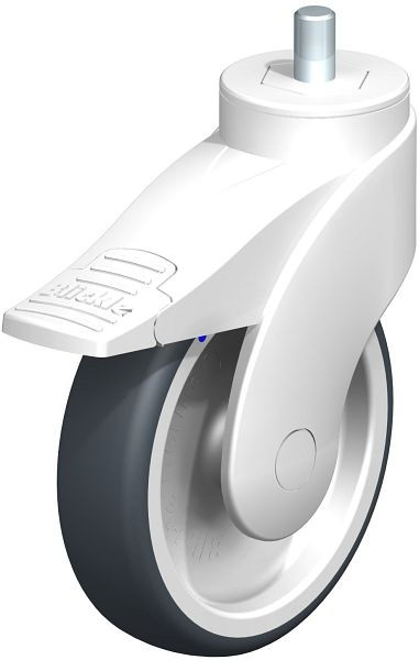 Blickle LWKX-TPA 126G-FI-GSX12 Kunststoff-Lenkrolle WAVE, rostfrei, mit Gewindestift & Feststeller, Thermoplastisches Gummi-Elastomer, Grau, 742066