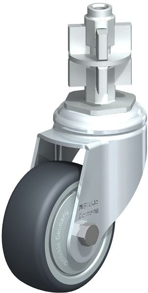 Blickle LKRA-TPA 80K-11-FK-E17 Apparate-Lenkrolle mit Expander, Thermoplastisches Gummi-Elastomer, Grau, 676510