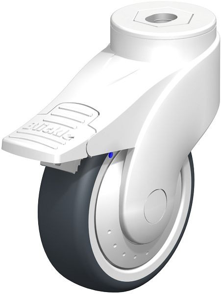 Blickle LWKX-TPA 101XK-11-FI-FK Kunststoff-Lenkrolle WAVE, rostfrei, mit Rückenloch & Feststeller, Thermoplastisches Gummi-Elastomer, Grau, 744659