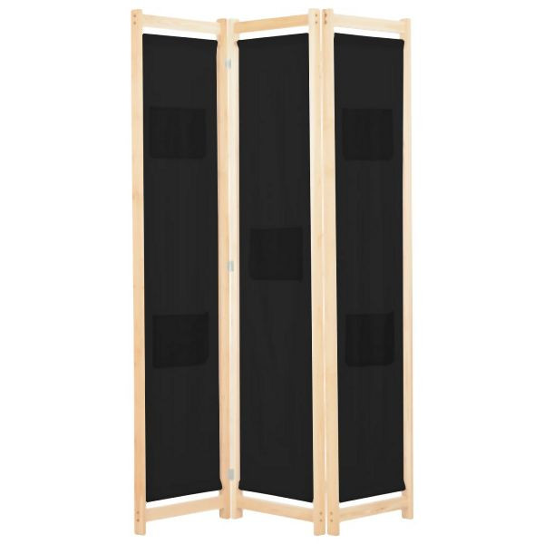 vidaXL 3-teiliger Raumteiler Schwarz 120 x 170 x 4 cm Stoff, 248183