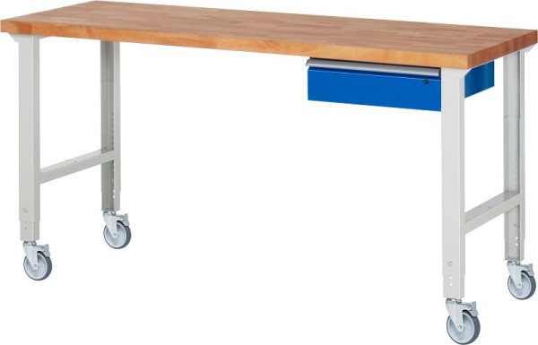 RAU Fahrbare Werkbank (höhenverstellbar) 7001A1, 2000x700x950-1000mm, 4 Lenkrollen, 05-7001A1-207B4H4.11