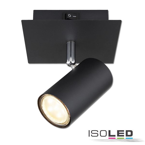 ISOLED Wandleuchte schwarz, mit Schalter, 1xGU10 Fassung, ohne Leuchtmittel, 114999