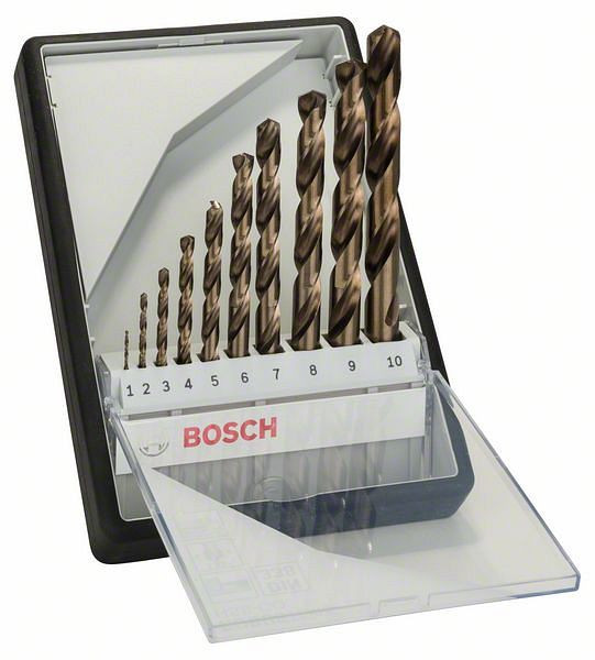 Bosch Metallbohrer-Set Robust Line HSS-Co, DIN 135, 135°, 10-teilig, 1 - 10 mm, 2607019925