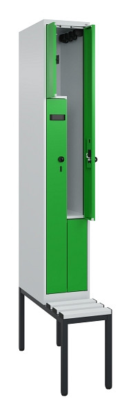 C+P Z-Spind Evolo PLUS, Bank, 2 Fächer, 2120x300x815mm, 7035/6037, Drehriegel, Sitzfläche Kunststoff, Sitzbank, 0490537-102 S10065
