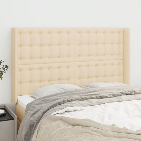vidaXL Kopfteil mit Ohren Creme 147x16x118/128 cm Stoff, 3120017