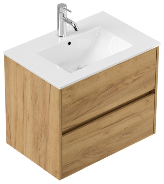Posseik Badmöbel Limes & Waschtisch 70 cm 2 Greifraum SoftClose Auszüge eiche gold, PN0002X0000010DE
