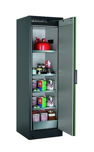 asecos Sicherheitsschrank Q-CLASSIC-90, Q90.195.060.R in resedagrün RAL 6011 mit 4x Fachboden (Edelstahl), 30073-048-33413