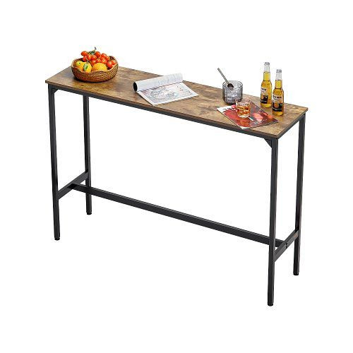 VEVOR Bartisch Bistrotisch mit Metallrahmen, schmaler Küchentisch (1397 x 381 x 991 mm) für Wohnzimmer Pubs Cafés, Braun & Schwarz, JXBTZJXBTZW5QBVE0001V0