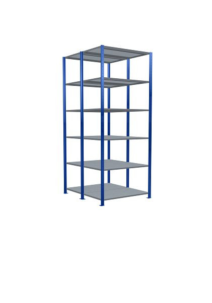 Schulte Grundregal, Steck-Doppelregal MULTIplus150, 2500 x 1000 x (2x600) mm, 2x6 Fachböden, Längenriegel, RAL 5010 enzianblau/verzinkt, 33161-B
