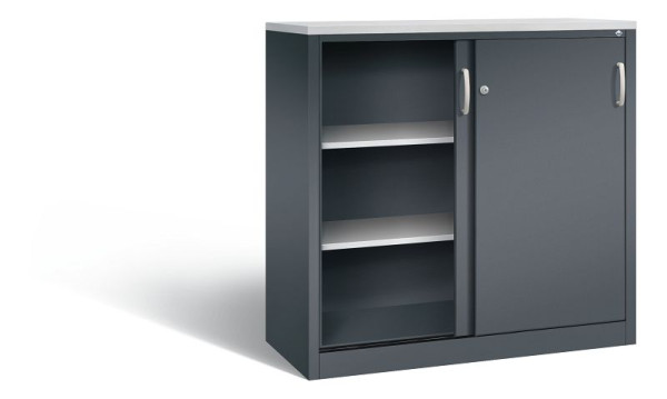 C+P Sideboard mit Schiebetüren Acurado, H1200xB1200xT500mm, Farbe: Anthrazitgrau, Bügelgriff, 3 OH, 2057-1200 S10345