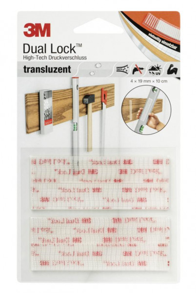 3M Dual Lock flexibler Druckverschluss, transluzent, 0,1 m x 19,1 mm x 5,7 mm, VE: 30 Stück, 7000062467