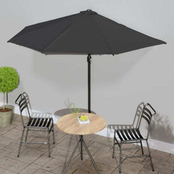 vidaXL Balkon-Sonnenschirm Alu-Mast Schwarz 300x155x223cm Halbrund, 312504