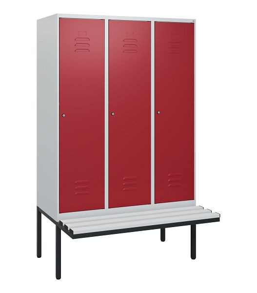 C+P Umkleidespind Classic PLUS, 3 Abteile, 1950x1200x815mm, 7035/3003, Zylinderschlösser, 0800405-32 S10046
