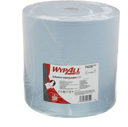 Kimberly-Clark WypAll® Reinigungstücher L30, Jumborolle 7426, blau, 3-lagig, 1 Rolle à 670 Tücher, 308897