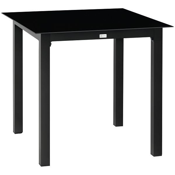 Outsunny Gartentisch Outdoor-Tisch Outdoor-Loungetisch, wetterbeständig, 80 x 80 x 74 cm, Schwarz, 84G-096V00BK