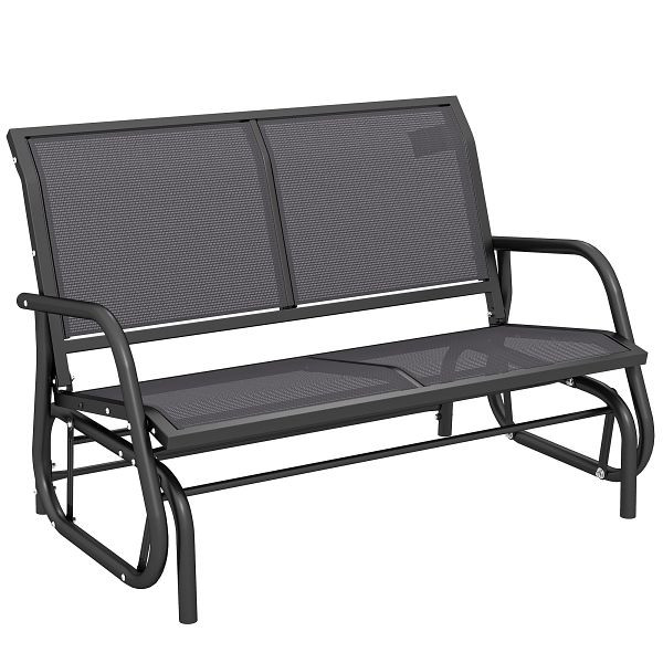 Outsunny 2-Sitzer Schaukelstuhl Gartenbank mit Schaukelmechanismus Gartenschaukel Sitzbank aus Metall Parkbank, 84A-076GY