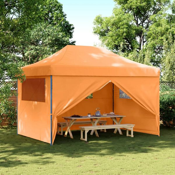 vidaXL Partyzelt Faltbar Pop-Up mit 4 Seitenteilen Orange, 4005025