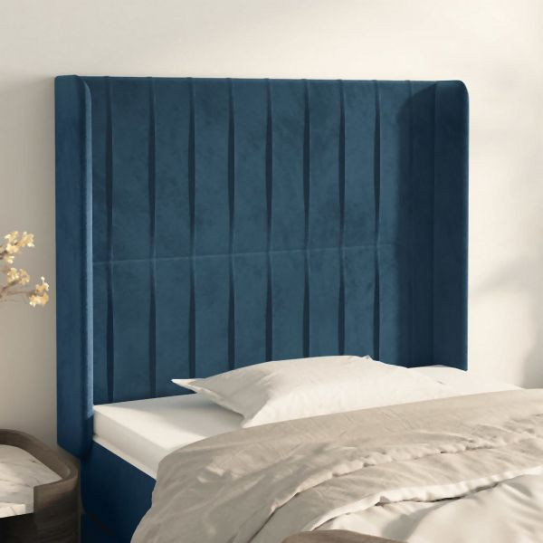 vidaXL Kopfteil mit Ohren Dunkelblau 83x16x118/128 cm Samt, 3119852