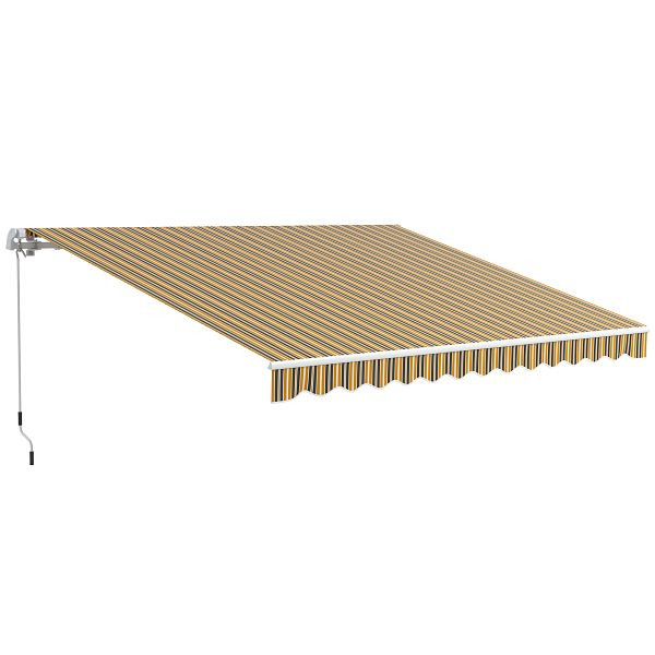 Outsunny Markise Sonnenschutz Sonnendach, 3, 5 m x 2,5 m, Gelb + Grau, 840-174V00YL