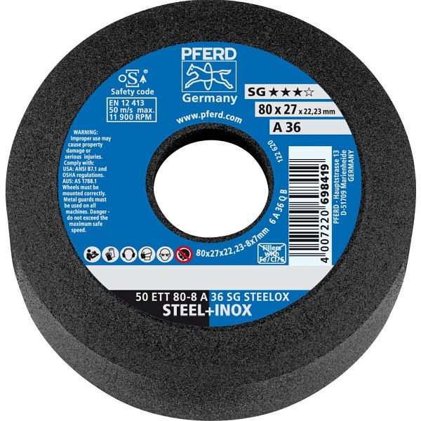 Pferd Schleiftopf 50 ETT 80-8 A 36 SG STEELOX, VE: 5 Stück, 63417122