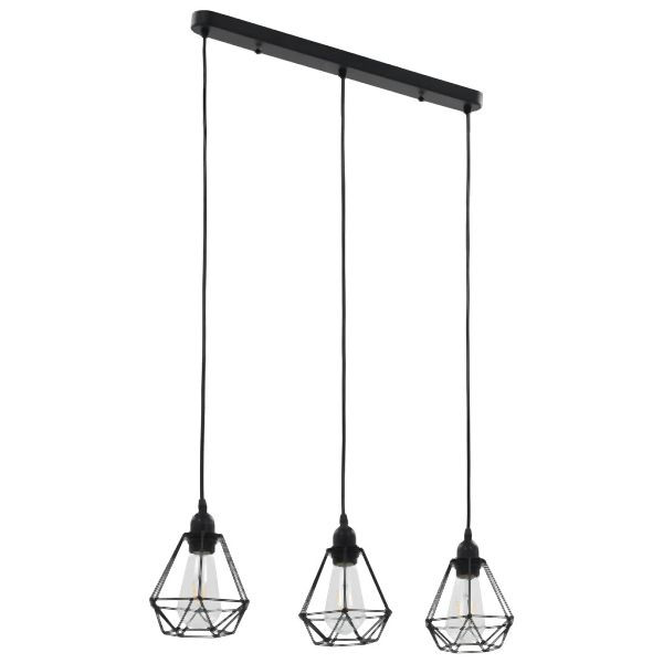 vidaXL Deckenleuchte mit Diamant-Design Schwarz 3 x E27 Glühbirnen, 281633