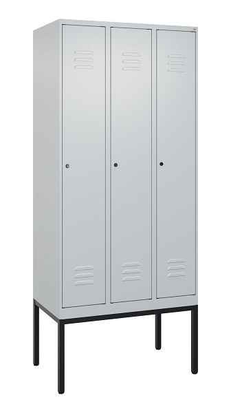 C+P Umkleidespind Classic PLUS mit Mitteltrennwand, Gestell, 3 Abteile, 2120x900x500mm, 7035/7035, Zylinderschlösser, 0800307-30F S10024