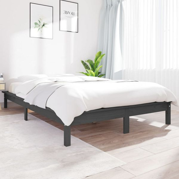 vidaXL Massivholzbett Grau 150x200 cm Kiefer, 820548, 8720287134367