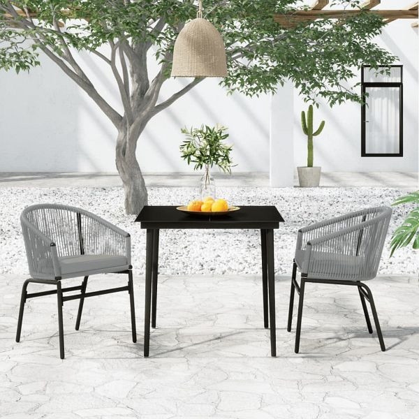 vidaXL 3-teilig Garten-Essgruppe Grau, 3099251, 8720286912256