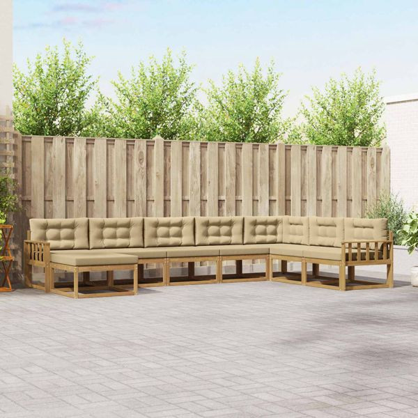 vidaXL Outdoor-Sofagarnitur 8-teilig Weiß und Beige, 3386862