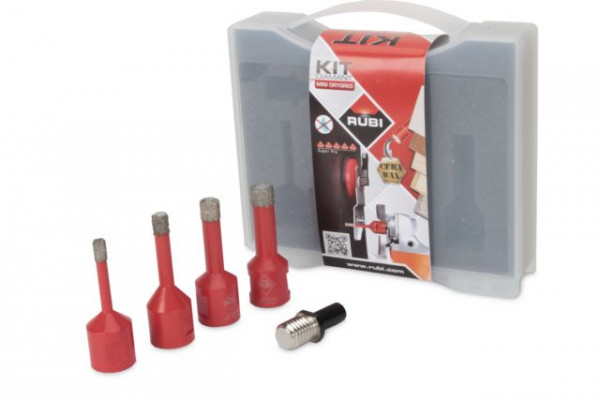 Rubi Kit Mini Bohrkronenset DRYGRES 6+8+10+12 mm + Adapter, 50938