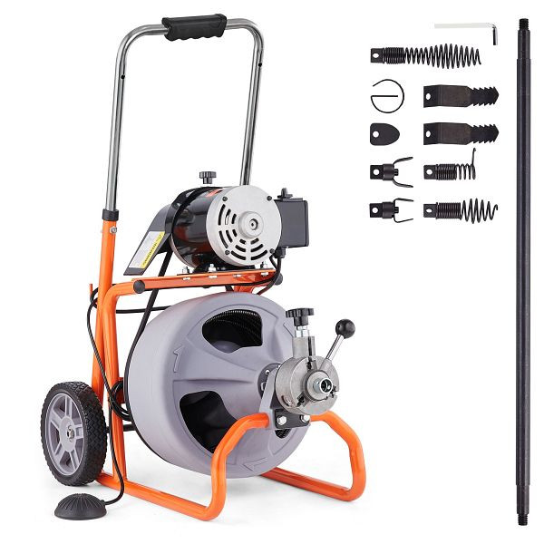 VEVOR Rohrreinigungsmaschine Rohrreinigungsgerät automatische Zufuhr 23mx9,5mm, ZDJJKLSGDSTJ33BNJV2