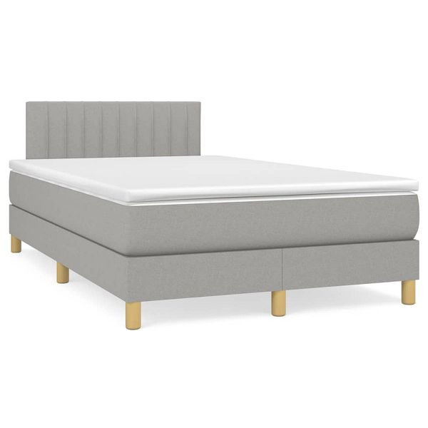 vidaXL Boxspringbett mit Matratze Hellgrau 120x190 cm Stoff, 3269786