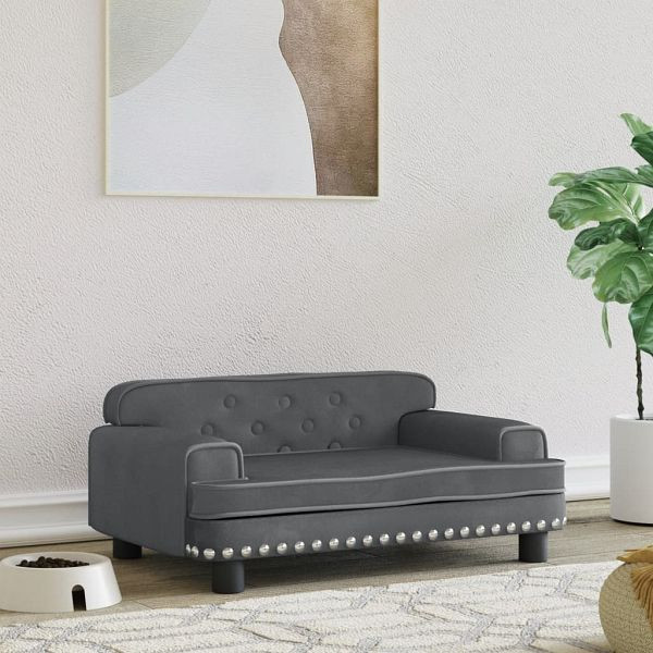 vidaXL Hundebett Dunkelgrau 70x45x30 cm Samt, Füllung: Schaumstoff, 171884