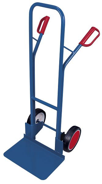 VARIOfit Stahlrohrkarre mit großer Schaufel, Außenmaße: 570 x 650 x 1.305 mm, RAL 5010 enzianblau, Radsatz: Vollgummibereifung, sk-710.204