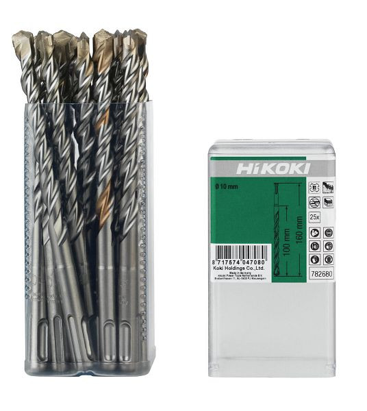 HiKOKI HM-Hammerbohrer SDS-Plus 2-Schneider 10 x 100/160 mm, VE: 25 Stück, 782680