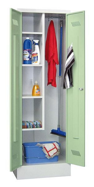 Pavoy Putzmittelschrank mit Sockel 1850/500/600, 2 Abteile, Drehriegelverschluss, gemeinsam verschließbar, 22209-213-132-910611