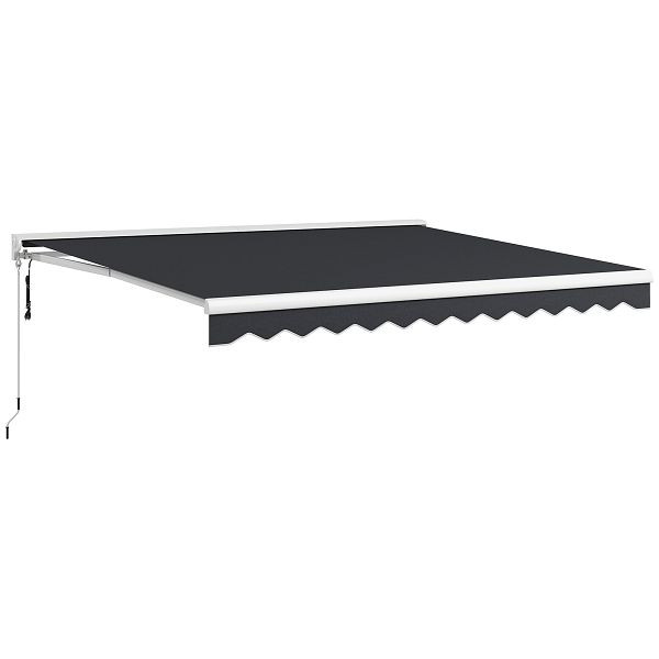 Outsunny Markise, elektrisch/manuell ausfahrbar, Halbkassette, Fernbedienung, Aluminiumrahmen, 4 x 3 m, Grau, 840-256V94GY