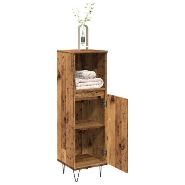 vidaXL Badschrank Altholz-Optik 30x30x100 cm Holzwerkstoff, 857208