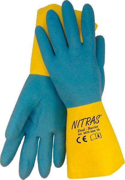 Chemieschutzhandschuhe NITRAS "Blue Power Grip" Säureschutzhands 