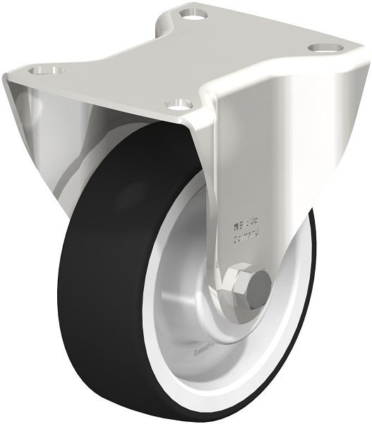 Blickle BX-POTH 100XR Edelstahl-Bockrolle, mittelschwere Ausführung, mit Anschraubplatte, Thermoplastisches Polyurethan, Grau, 555458