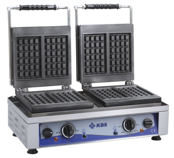 KBS Waffeleisen mit 2 wechselbaren Backplatten für 4 Waffeln 10,5x16,5x2,8cm, 10962025