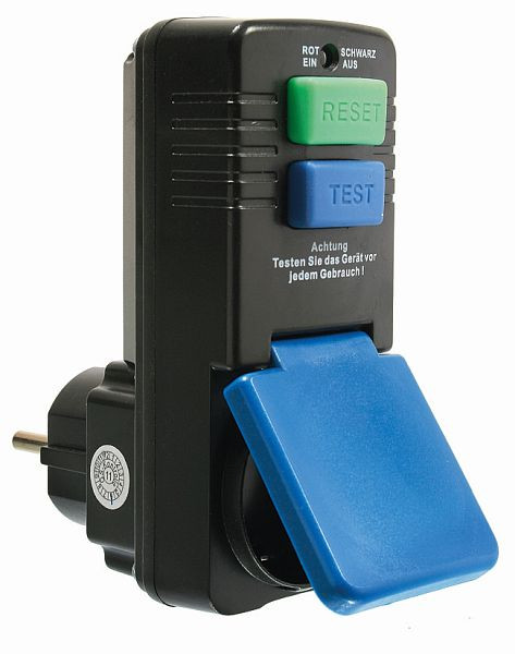 as-Schwabe Personenschutz-Adapter 30mA Schutzkontaktstecker und Schutzkontaktsteckdose mit Kinderschutz und Klappdeckel, 45230