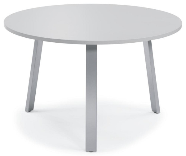 Deskin Konferenztisch RIO, Platte Dekor Lichtgrau, Gestell Alusilber RAL 9006, Durchmesser 1000 mm, Höhe 735 mm, 281505