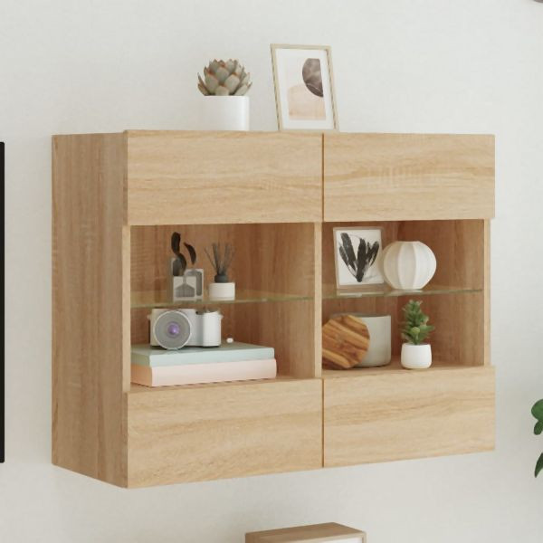 vidaXL TV-Wandschrank mit LED-Leuchten Sonoma-Eiche 78,5x30x60,5 cm, 837101