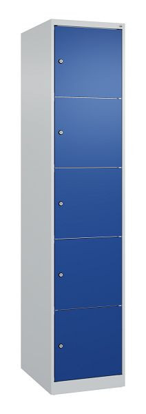 C+P Schließfachschrank Classic PLUS, 1850x400x500mm, 7035/5010, mit 5 Fächern, 080000-125 S10003